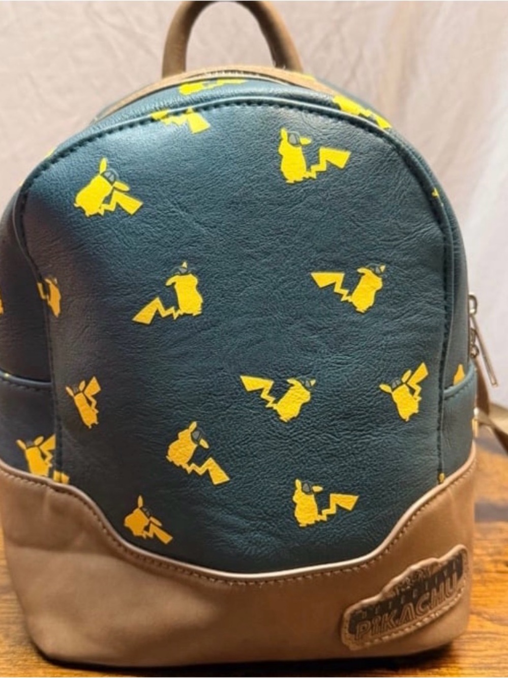 Loungefly Pokémon Detective Pikachu Mini Backpack Brown Blue Faux Leather 2019